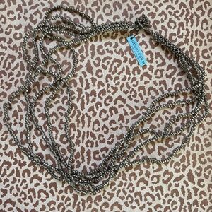 ABOUT COLOR Multi Strand Metallic Silver Seed Bead Necklace